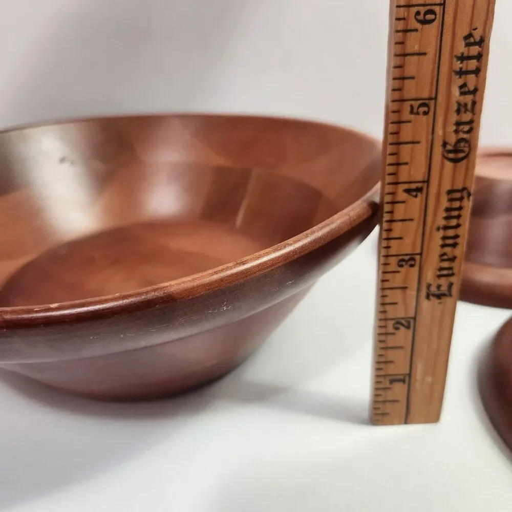 Vintage Wooden Teak Salad Bowls 3 Piece Set ( 1)-9.5